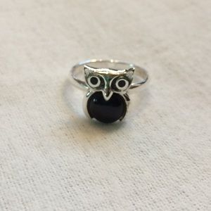 Sterling Silver Black Onyx Owl Ring